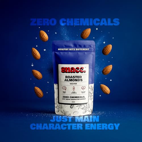 Image of Snacc Roasted Salted Almonds | Premium Crunchy Almond Nuts | Salted Almonds | Badam Dry Fruits | Protein Rich Healthy Snack | High Fiber | Zero Chemicals | Clean Label |200 x Pack of 4