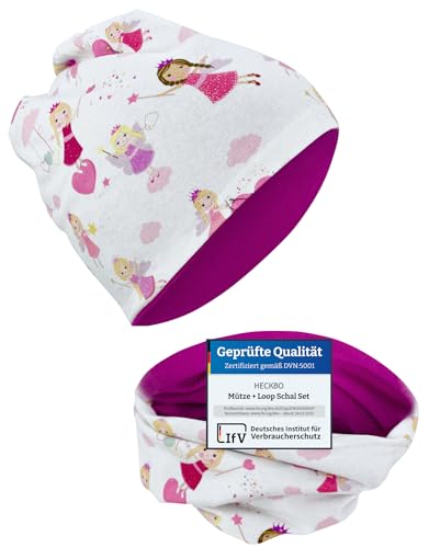 HECKBO Fee Beanie & Halstuch Set - Wendemütze 2-8 Jahre - Baumwolle -...