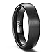 TIGRADE 4mm 6mm 8mm Titanium Ring Brushed Dome Silver Wedding Band Comfort Fit Size 4-14.5,Black 6mm,Size 10
