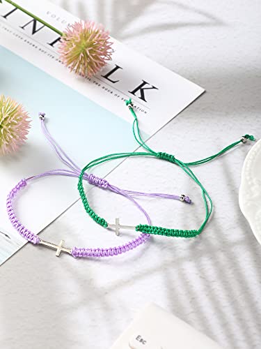 Janmercy 30 Pieces Friendship Cross Bracelet Bulk for Women Men Multicolored Handmade Braided Matching Couple Bracelets Adjustable Rope String with Cross Charm for Bff Bracelets Gifts3