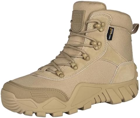 FREE SOLDIER Mens Military Boots mid-top Combat Tactical Boots Lace Up All Terrain Shoes for Hiking, Hunting, Working, Walking, Climbing