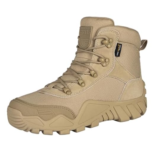 FREE SOLDIER Men's Waterproof Hiking Boots Tactical Work Boots Outdoor Lightweight Military Boots(Tan, US 10.5)