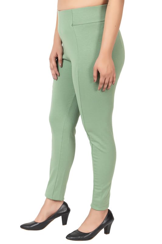 Image of Mlada Slim Fit Jeggings with Elastic Waist Band for Women Office Work Formal Wear Trousers Stretch Cotton Knit High Waist Skinny Fit Jeggings Lycra Pants Travel Comfort Jeggings