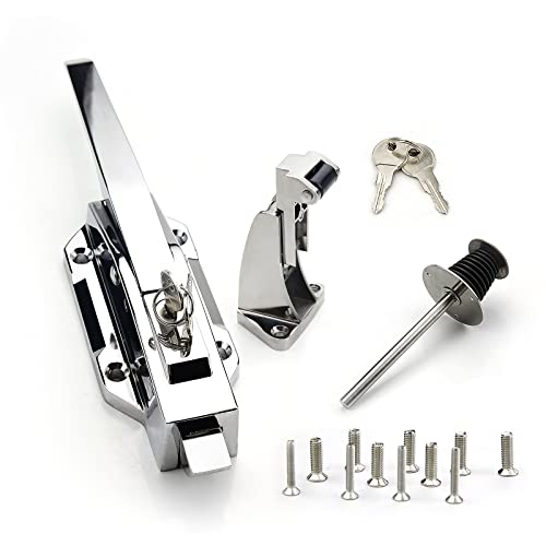 YKPPKY Walk-in Cooler Door Handle - Freezer Handle Offset -1/5 in to 3/5 in Offset Strike and 5.91 AdjustableFreezer Safety Latch Handle Complete Set with Inside Release and Safety Key