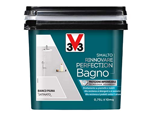 V33 Smalto Rinnovare Perfection Bagno Bianco Piuma Satinato 0,75 L