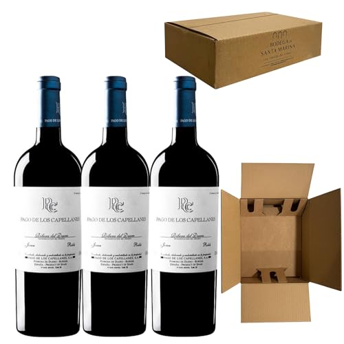 Pago de los Capellanes Roble Vino Tinto Roble de 13.5% Alcohol, Sabor Intenso y Equilibrado, Ideal para Disfrutar en Cenas y Celebraciones| Pack 3 Botellas 75cl