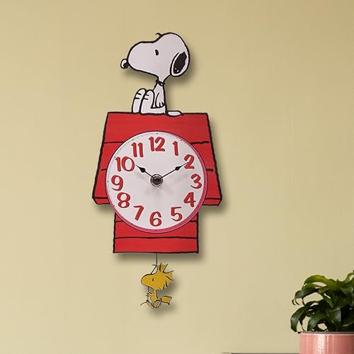 Mark Feldstein, Peanuts Snoopy's Dog House with Woodstock Pendulum Pal Wall Clock, 12 Inch - Image 3