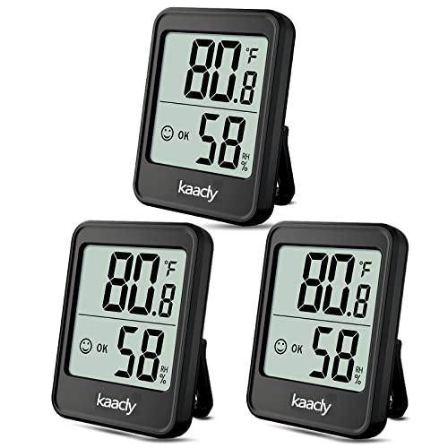 3er Digital Thermometerr Innen mit Smiley-Indikator, Mini Digital Thermometer Hygrometer, Hohen Genauigkeit Luftfeuchtigkeitsmesser für Babyraum,Wohnzimmer,Büro,Innenraum (Black) Cover