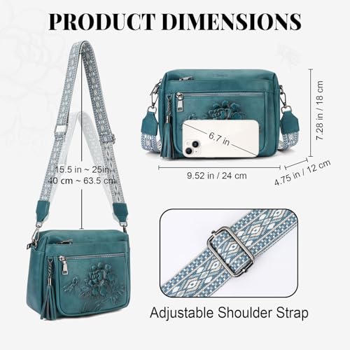 Image of Crossbody Bags for Women, Vegan Leather Embossed Crossbody Purse | Trendy Lightweight Design with Adjustable Strap, Spacious Interior for Daily Essentials, Ideal for Travel and Gift Giving