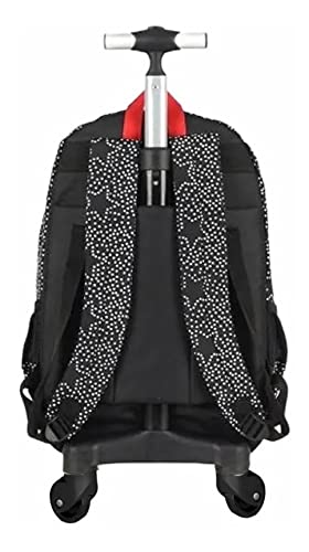 Kit Mochila Infantil Escolar 4 Rodinha 360º Estampada Grande (Preto)