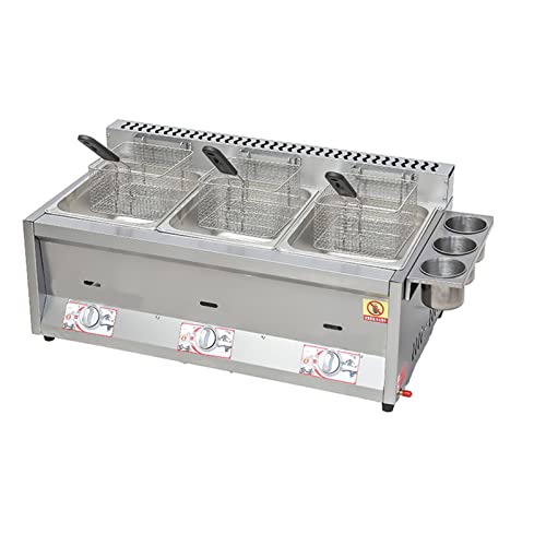 Freidora comercial a gas de gran capacidad con doble cesta para exterior 2
