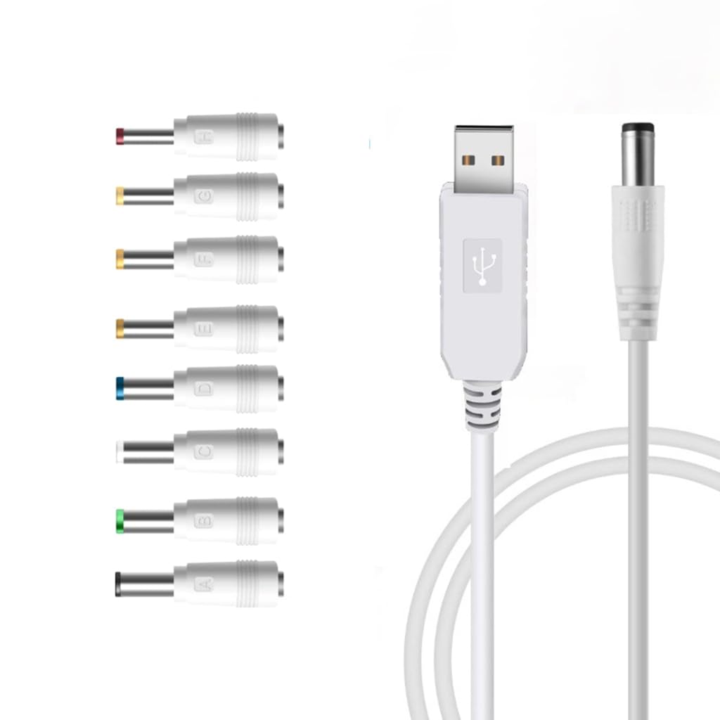 Tsophreniq USB Boosts USB to DC5.5mm 9V 12V Converter Cable 5V to DC9V 12V 5.5x2.1mm 8 Connecters Power Converter