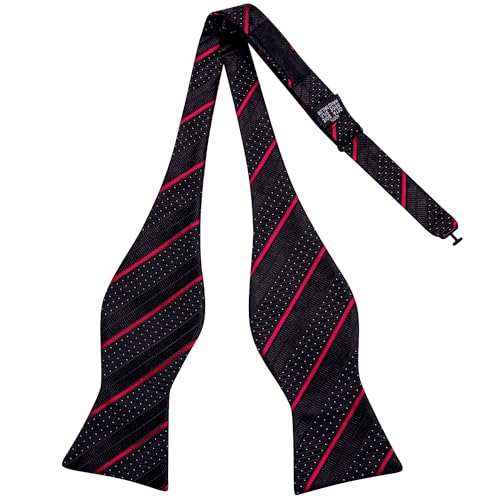 Image of Dubulle Self Tie Bow Ties and Lapel Pin for Men Paisley Solid Mens Bowtie and Handkerchief Cufflinks Set Wedding