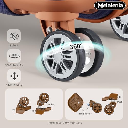 Melalenia Luggage Sets 7 Piece Hard Shell Carry on Suitcase with Spinner Wheels and TSA Lock, Lightweight Travel Duffel Bag for Women, Men, Navy Brown by Melalenia - Used condition - Image 4
