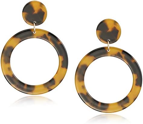 wowshow Acrylic Resin Drop Dangle Earrings Leopard Tortoise Shell Lucite Acetate Mottled Hoop Earrings for Women