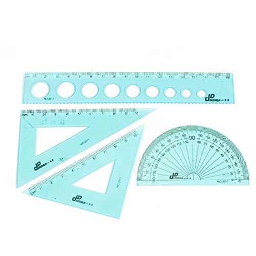 Set de reglas y transportador Ruilogod 4 en 1 turquesa miniatura 1