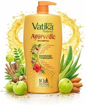 Dabur Vatika Ayurvedic Shampoo - 1 L | For Strong & Healthy Hair | No Parabens | For All Hair Types | Power of Dus Poshan for 10 Hair Problems