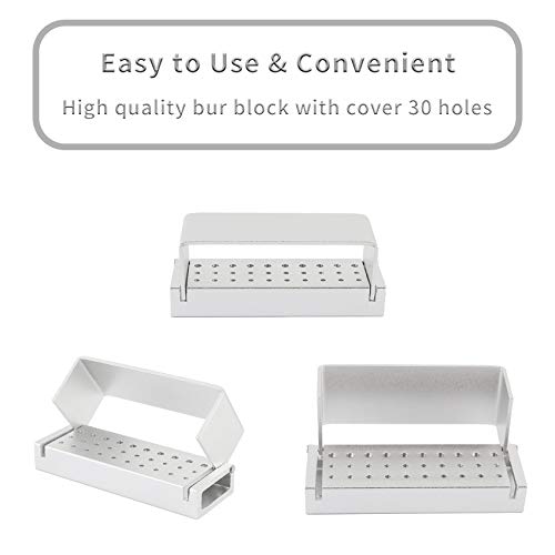 Annhua Dental Bur Blocks Autoclavable, Disinfection Diamond Burs Drill High Speed Block Aluminum Opening Box Dentist Tool - Silver - 12 Months Warranty #TOP3