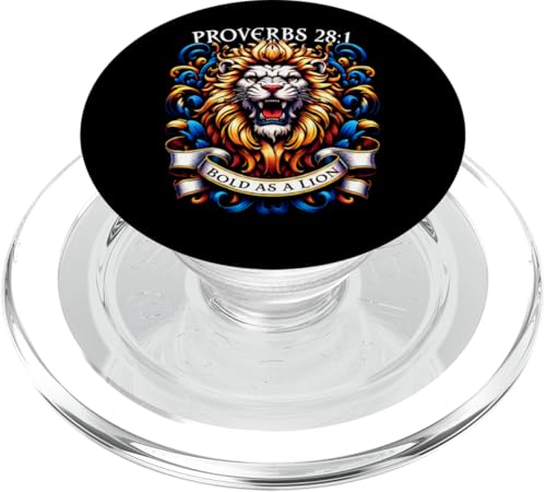 Proverbi 28:1 Verso della Bibbia Ispirazione Bold as a Lion Design PopSockets PopGrip per MagSafe