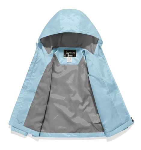Image of Boys Girls Rain Jackets Lightweight Waterproof Hooded Raincoat Lined Windbreakers for Kids