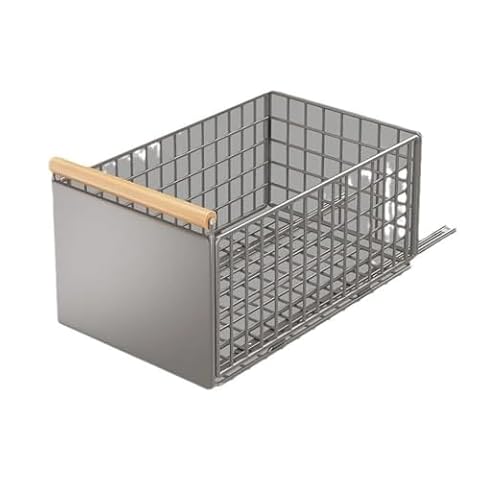 Metalowa Wysuwana Szuflada do Szafki Kuchennej 39,5×23,5×19,5 cm – Organizer z Prowadnicami i Drewnianym Uchwytom Montaż Bez Wiercenia Idealna do Kuchni i Łazienki