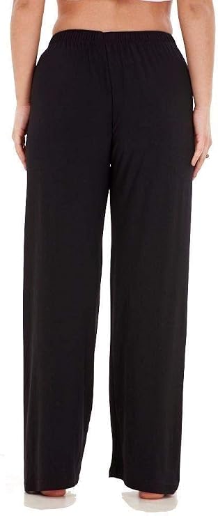 Apparel Ladies Women Trouser Elasticated Wide Leg High Waist ITY Regular Pants Black Red