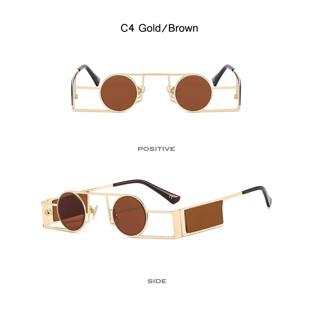 Gafas de sol redondas estilo punk para hombre gafas de sol redondas retro vintage para mujer gafas de sol steampunk de metal únicas para mujer protección UV400