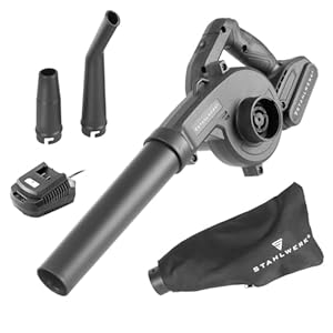 STAHLWERK Mini Akku Gebläse MAG-20 ST – 20 Volt Akku-Laubbläser mit 2Ah, tragbares Universalgebläse für Garten- und Straßenreinigung, Brushless-Laubsauger und Kompaktbläser 98 m/s, 0-18.000 U/min