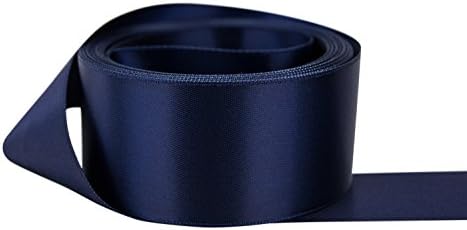 Ribbon Bazaar Double Faced Satin Ribbon - Premium Gloss Finish - 100% Polyester Ribbon for Gift Wrapping, Crafts, Scrapbooking, Hair Bow, Decorating & More - 7/8 inch Navy 50 Yards