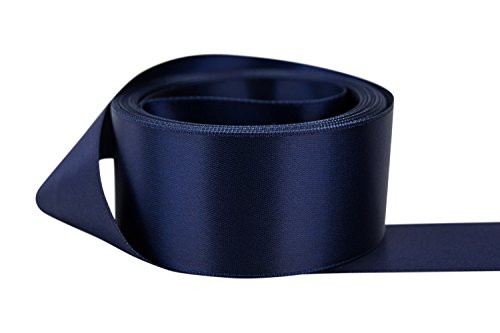 Ribbon Bazaar Double Faced Satin Ribbon - Premium Gloss Finish - 100% Polyester Ribbon For Gift Wrapping, Crafts, Scrapbooking, Hair Bow, Decorating & More - 7/8 Inch Navy 50 Yards #TOP13