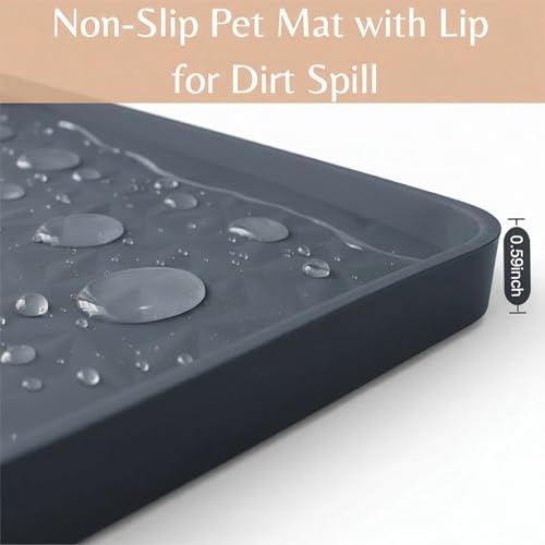 Cat Litter Mat 51\" x 25.6\" XL Silicone Litter Box Mat, Waterproof Non-Slip Kitty Litter Mat - Easy to Clean for Multi-Cat & Automatic Litter Boxes, Cat Mat for Litter Box with Raised Lip