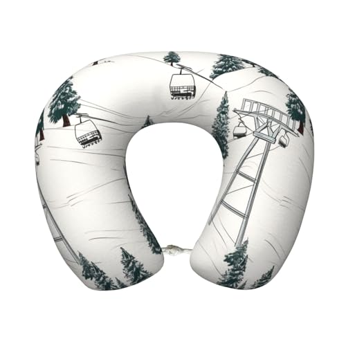 LHDGBNV Skilift mit Tannenbaum, U-förmiges Nackenkissen, weiches...