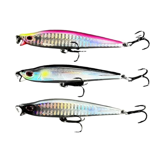 Proaovao 3pcs Jerkbait Saltwater Sinking Pencil Lures, Flash Minnow Lures
