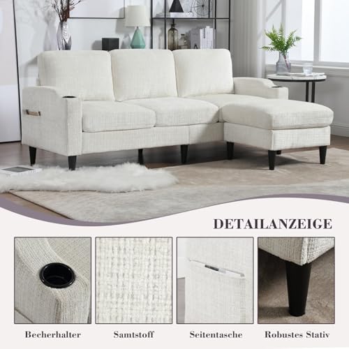 Canapé modulable L 4 places chenille beige AAW2845S00121 KOMHTOM