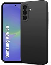 TheGiftKart Genuine Liquid Silicone Back Cover Case for Samsung Galaxy A36 5G Soft Micro-Fibre Lining Inside Camera Protection Bump Shockproof Back Cover Case for Samsung A36 (Silicone, Black)