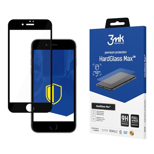 3MK HardGlass Max Screen Protector, Apple, iPhone 8, Tempered Glass, Transparent/Black