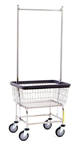 R&B Wire 100E58 Wire Laundry Cart with Double Pole Rack, 2.5 Bushel, Chrome