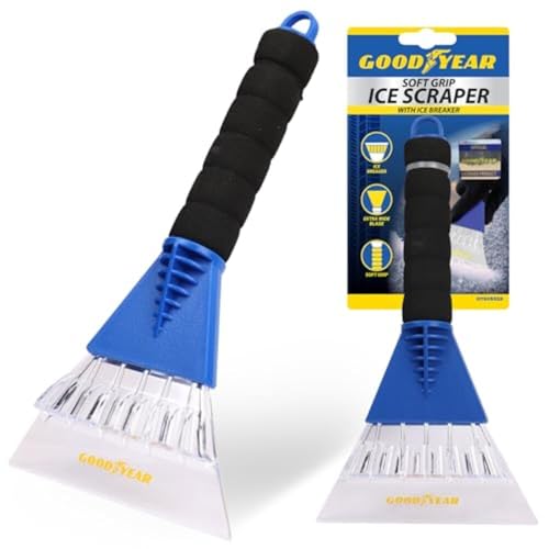 Goodyear Ice Scraper Strong & Ergonomic with Extra-Wide Blade Soft Grip Handle Durable for Extreme Weather Ideal for Vehicles