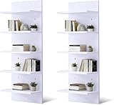 Sicrifety 5 Tier Wall Shelf Unit, 2 Pack White Lack Wall Shelf for Home Display,Ideal for Bedroom,Living Room,Office Decor,Lack Shelves for Book,Shoe,Vanity,Purse(11.8