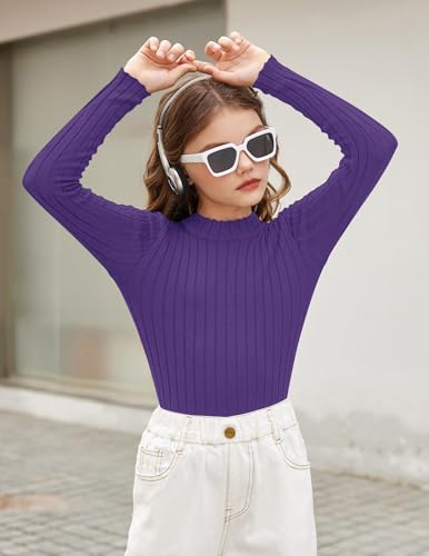 Image of Arshiner Girls Half Turtleneck Long Sleeve Knit Slim Sweater Pullover Tops