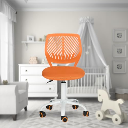 FurnitureR Silla de Oficina Multiusos para niños, Silla de Trabajo sin apoyabrazos de Altura Ajustable, Silla de Estudio giratoria Colorida para la Escuela y la Oficina en casa, Naranja
