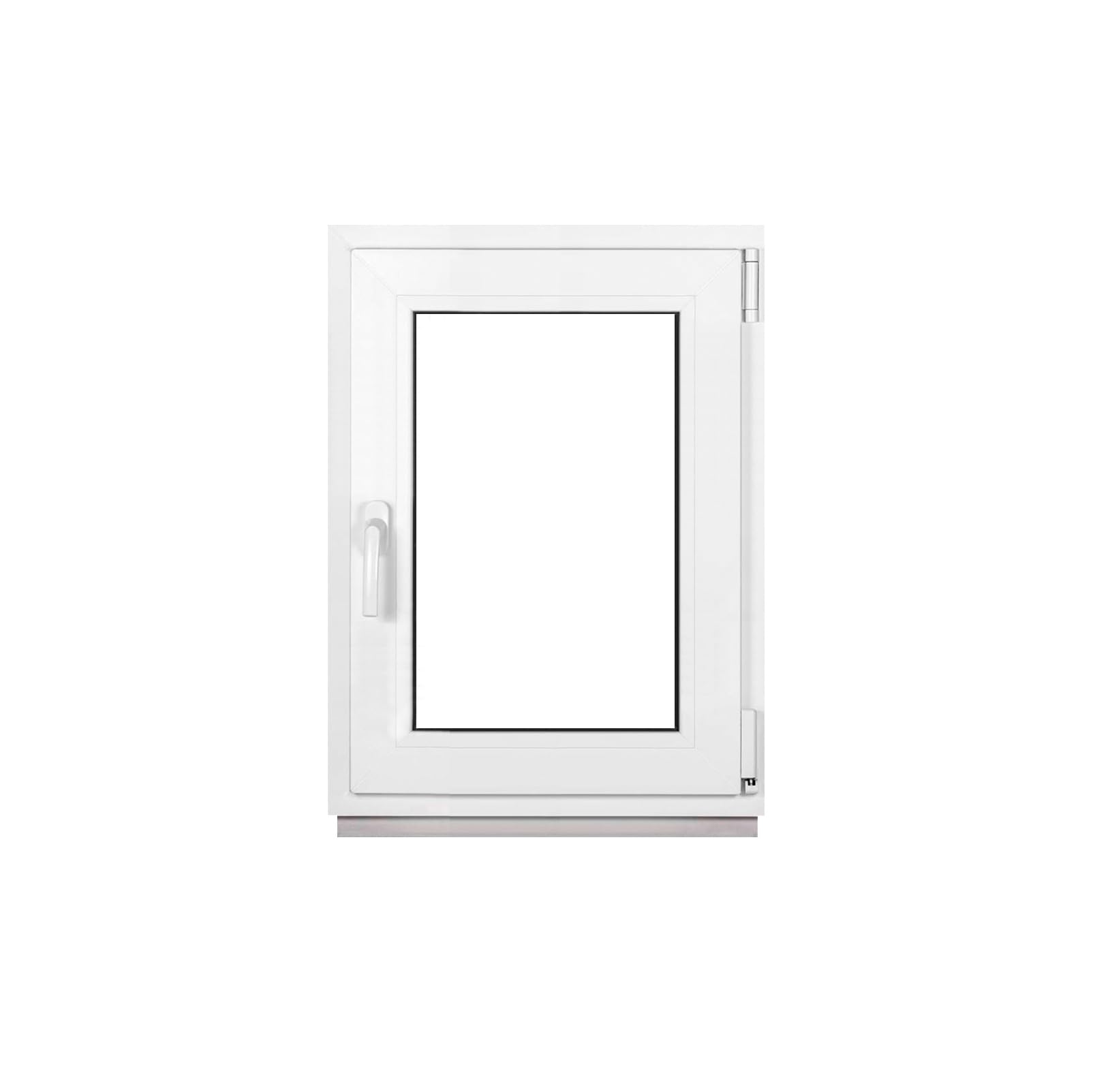 Framex Finestra in Plastica Bianca Larghezza x Altezza 60 x 75 cm (600 x 750 mm) Doppi Vetri (32 mm), Anta-Ribalta, Girevole DIN Destra – Premium