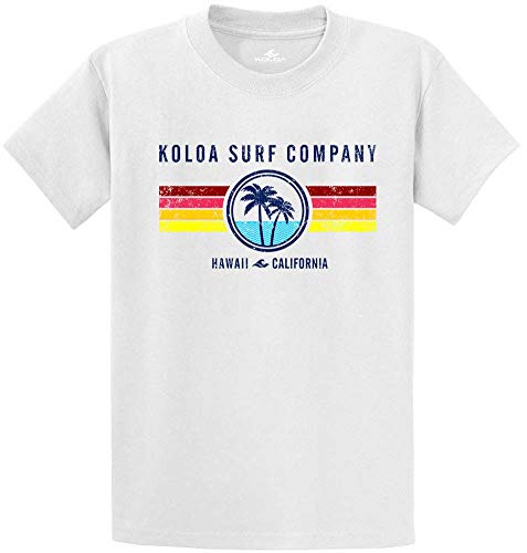 Koloa Surf Mens Seas and Stripes Logo Heavy Cotton Tees-M-White/c