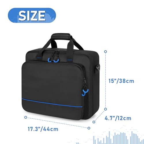 PGmoon DJ Controller Tasche Kompatibel mit Mackie ProFX12v3/ProFX10v3, Audio Mixer Tragetasche mit Mehreren Fächern für Mikrofone, Kabel und Weiteres DJ Equipment (Patentiertes Design)