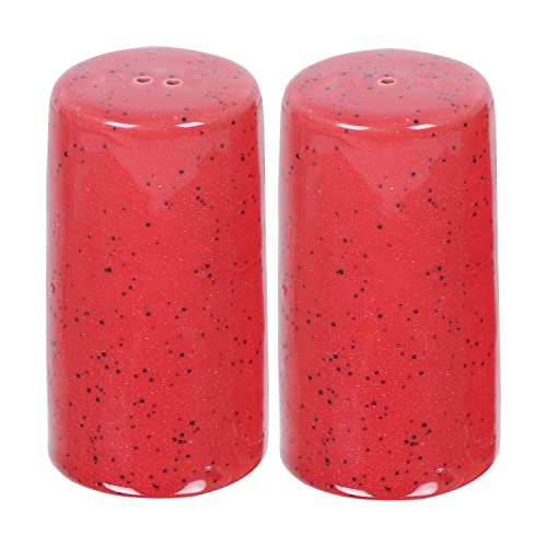 Image of QIMACPLUS Handcrafted Ceramic Salt and Pepper Shaker Set | Perfect Pour Holes for Kitchen, Dining Table, Picnic, Office, Restaurant, and Hotel | Set of 2 (Red Matt)