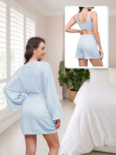 Anetyflying Pajamas for Women Set 3 Piece Knit Lounge Set Pjs Loungewear - image 5