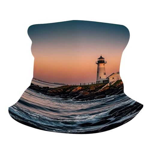 Neck Gaiter Face Mask transpirable cortaviento cubierta facial Portland River Lighthouse Sunrise Sun máscara fresca resistente al polvo pasamontañas bandana para hombres y mujeres miniatura 2