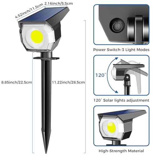 Peasur 4 Pack Solar Spot Lights - Outdoor Waterproof 2-in-1 Auto On/Off Solar Landscape Lighting for Outside Yard, Wall, Garden, Pathway by Peasur - Image 6