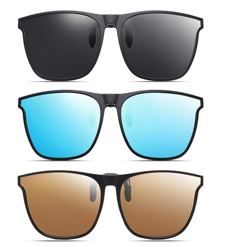 gotyou - gotyou Lunettes De Soleil Clip 3 Pièces,Clip Lunettes De Soleil Polarisées,Clips Solaire Pour Lunettes UV400 Anti-Glare Clip On Verres De Lunettes De Soleils Pour Hommes Femmes Conduite