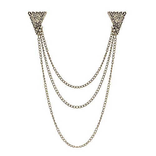 IEFIEL Men's Elegant Neck Tie Tassel Brooch Lapel Pin Buckle Royal Badge with Chains for Shirt Tie Hat Scarf Suit Tuxedo
